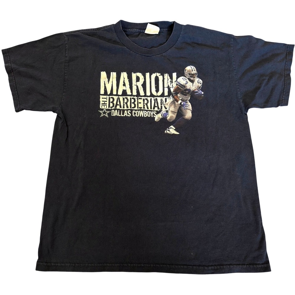 Dallas Cowboys Marion Barber III The Barberian Navy Blue Graphic T-Shirt Mens L